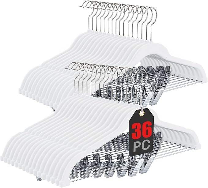 Korpai 36-Pack White Velvet Hangers by DoWhatYouWanttoDo