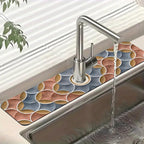 Geometric Printing Sink Splash Guard Faucet Mat Ceramic Tile Texture Super by Unknown