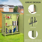 Outvita Outdoor Storage Cabinet with Waterproof Roof, Double Lockable Doors Garden Shed with 2 Removable Shelves, Wooden Storage Shed with Large Storage Space for Yard Garge Patio Deck Porch（Green） - Image 3