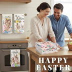 Breling Set of 6 Easter Decorations Happy Easter Kitchen Towels Rabbit Dish - Image 6