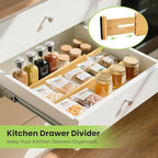 Drawer Divider, Adjustable Bamboo Kitchen Drawer Organizer, Spring Loaded - Image 4