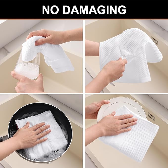 Homaxy Kitchen Towels and Dishcloths Set, 12 x 12 and 13 x 28 Inches, Super - Image 5