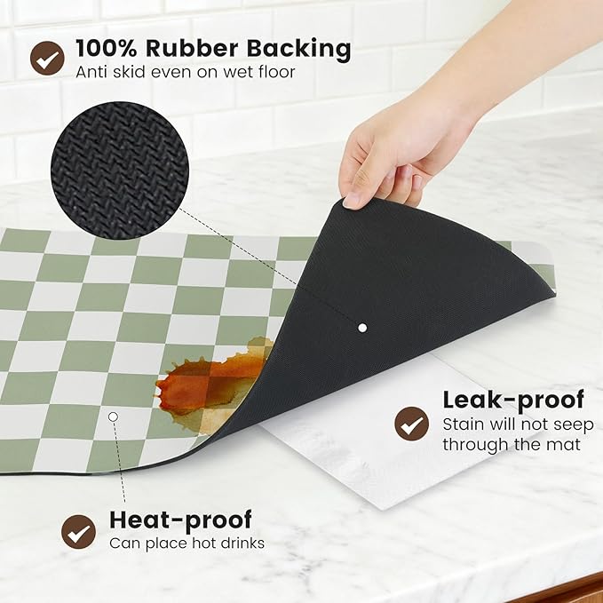 17" x 32" Checkered Dish Drying Mat - Image 6