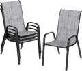 TLSUNNY Patio Chairs, Stackable Textilene Outdoor Dining Furniture for All Weather, with 17.7″ Wide Seat & Metal Frame, for Garden, Backyard, Deck, Restaurant, Poolside (4, Grey, 26.4″) by TLSUNNY