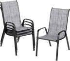 TLSUNNY Patio Chairs, Stackable Textilene Outdoor Dining Furniture for All Weather, with 17.7″ Wide Seat & Metal Frame, for Garden, Backyard, Deck, Restaurant, Poolside (4, Grey, 26.4″) by TLSUNNY