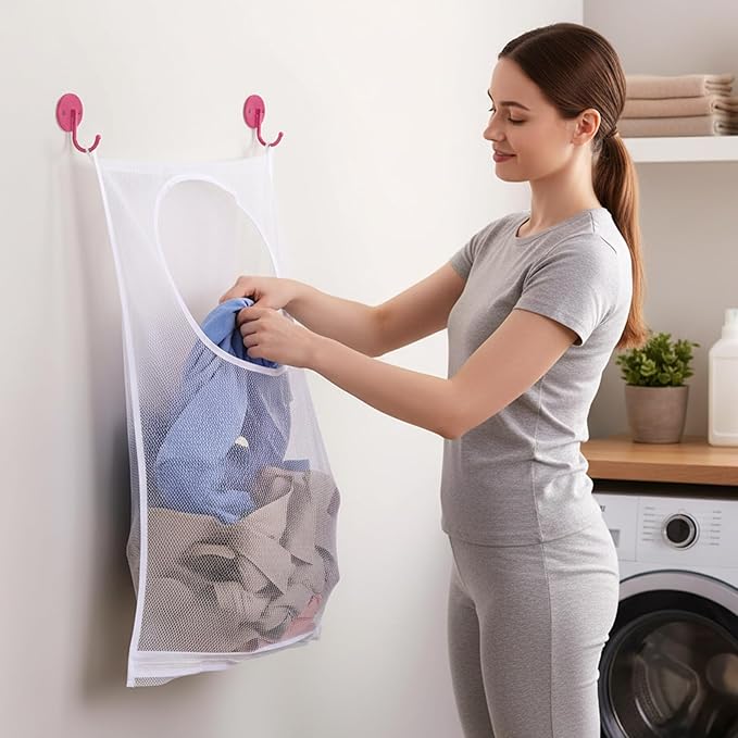 Hanging Laundry Hamper Bag, Breathable Mesh Laundry Hamper over the Door - Image 8