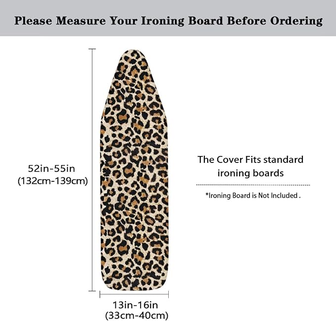 Light Brown Leopard Ironing Board Cover and Pad Heat Reflective Pad Protector - Image 5