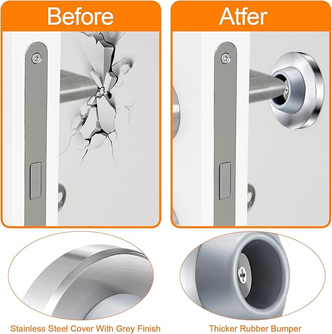 Blulu Concave Wall Door Stopper Door Bumper Stainless Steel Wall Protector - Image 3