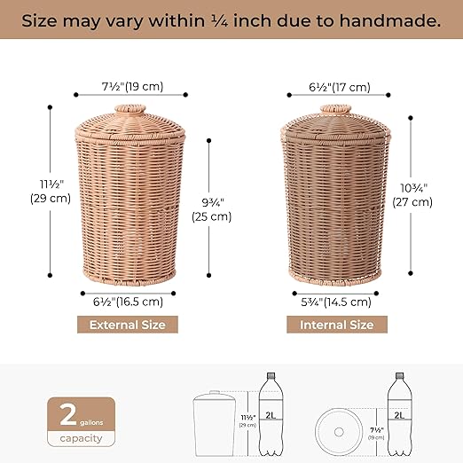 GRANNY SAYS Wicker Small Bathroom Trash Can - Image 3