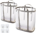 Mesh Laundry bag with Handles, 42L Collapsible Laundry Basket with 2 Hooks by TECHMILLY