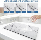 Marble Pattern Dish Drying Mat, Absorbent Coffee Bar Mat - Image 4