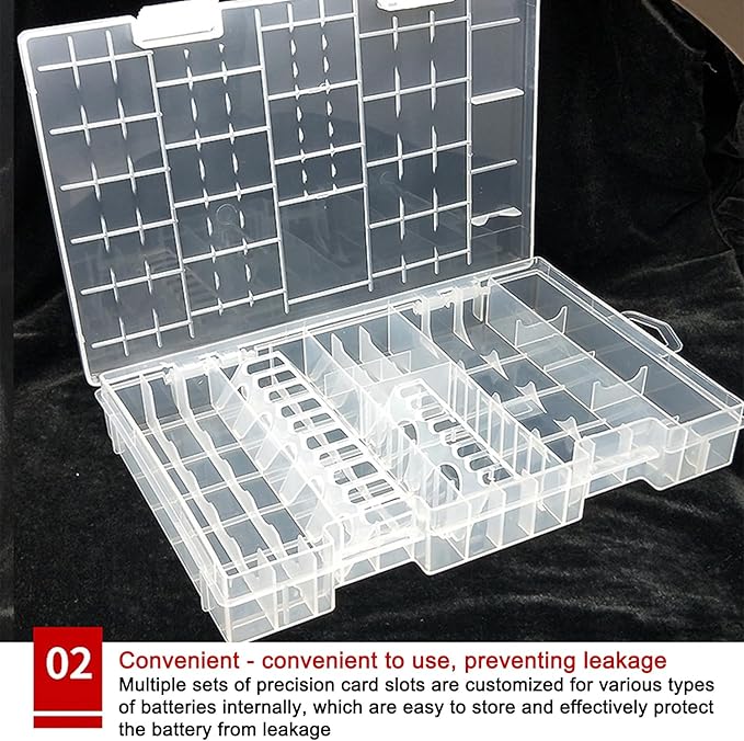 Fielect AAA/AA/C/D Battery Storage Case Holder Organizer Box Transparent - Image 7