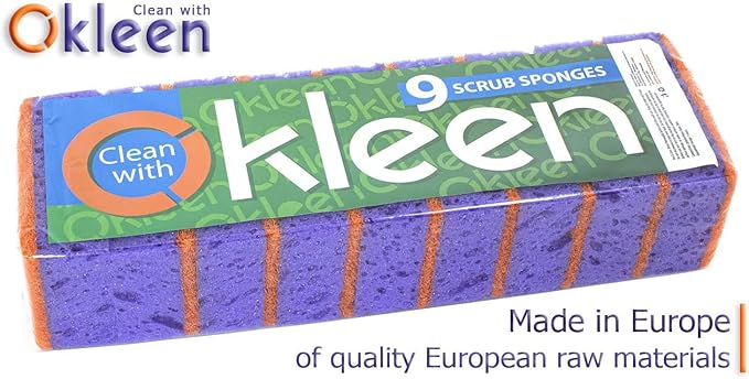 Purple and Orange Multi Use Scrub Sponges. Made in Europe. 9 Pack, 4.3x2.8x1.4 - Image 2
