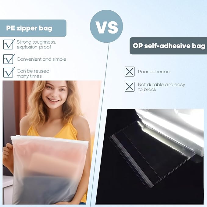 14x16 Inch Frosted Zipper Poly Bags - Image 4