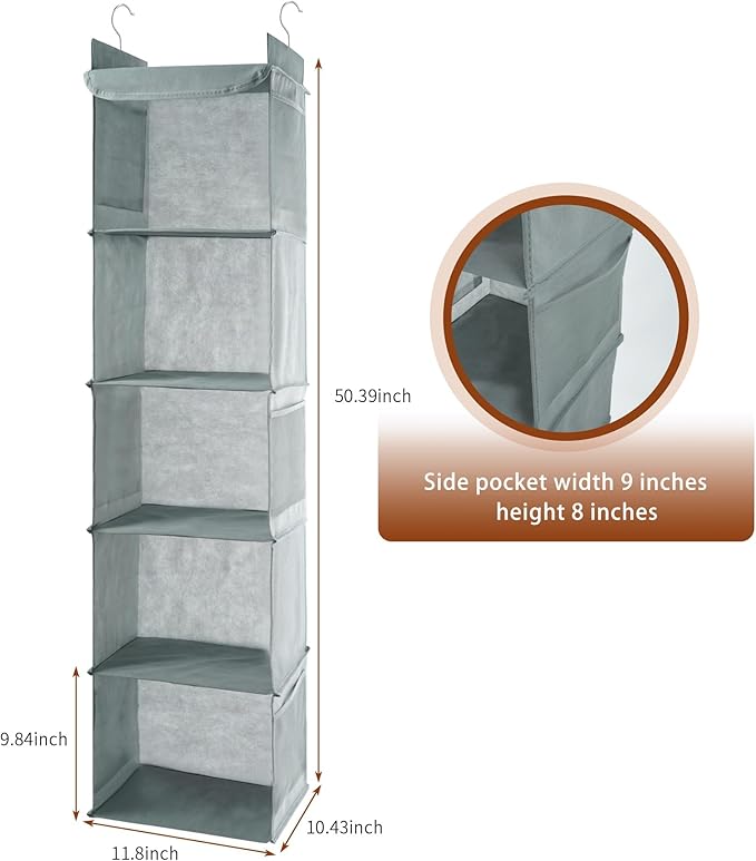5-Shelf Hanging Closet Organizer and Storage, Closet Hanging Storage Shelves - Image 3