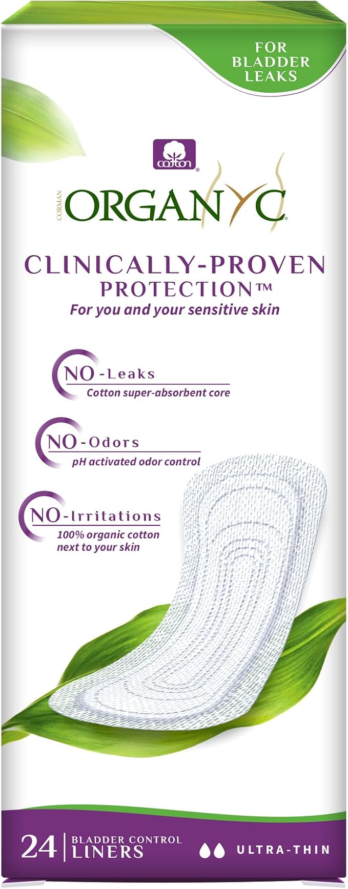 Organyc 100% Organic Cotton Inside and Out Light Incontinence Liners by Organyc