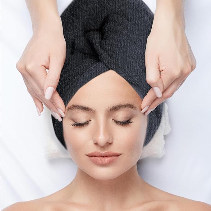 Black Salon Towels, Super Soft and Absorbent Microfiber Hair Towel - Image 4