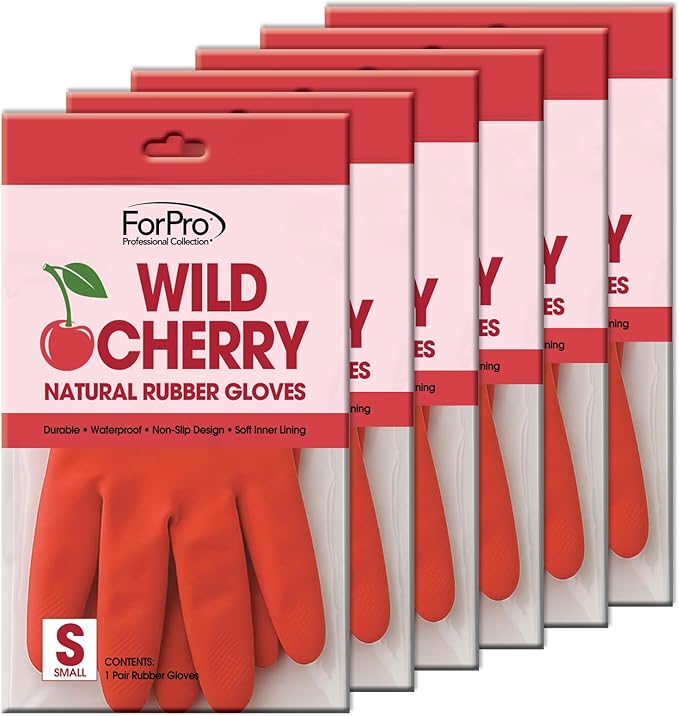 ForPro Natural Rubber Gloves, 6 Pairs Reusable Multi-Purpose Household Cleaning - Image 3