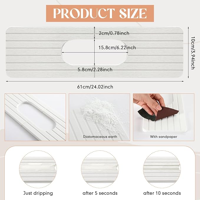 Faucet Mat Sink Splash Guard Oval and Round Splash Tap Pad Diatomite Stone - Image 2