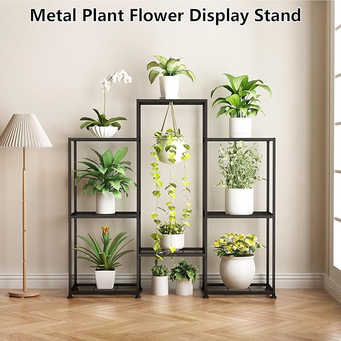 Metal Plant Stand Indoor Metal Plant Stands Outdoor Tiered Plant Shelf for Multiple Plants, 4 Tiers 8 Potted Plant Rack Holder Garden Shelves Flower Stand for Living Room Patio Corner (8 Tiers-B) - Image 8