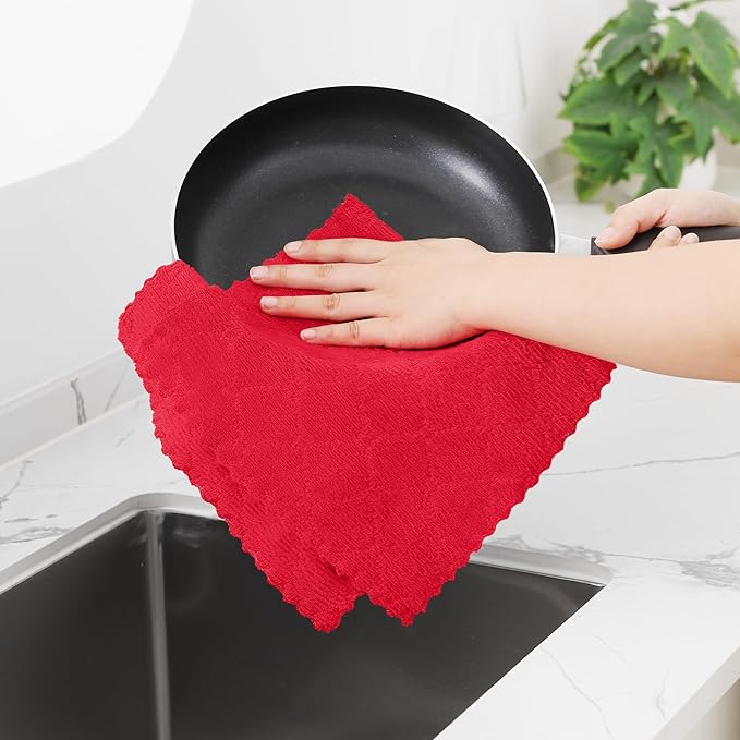 Homaxy 24 Pack Dish Towels for Kitchen, Super Soft and Absorbent Coral Velvet - Image 4