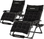UDPATIO Oversized Zero Gravity Chair Set of 2, 29In XL Patio Reclining Chair with Cushion, Outdoor Folding Recliner with Pillows|Cup Holder|Foot Rest|Padded Headrest, Black, Support 500LB by UDPATIO