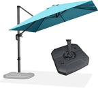 PURPLE LEAF Cantilever Umbrella with Base 9 Feet Patio Outdoor Aluminum Offset Umbrella with 360-degree Rotation for Garden Deck Pool Patio Turquoise Blue by PURPLELEAF