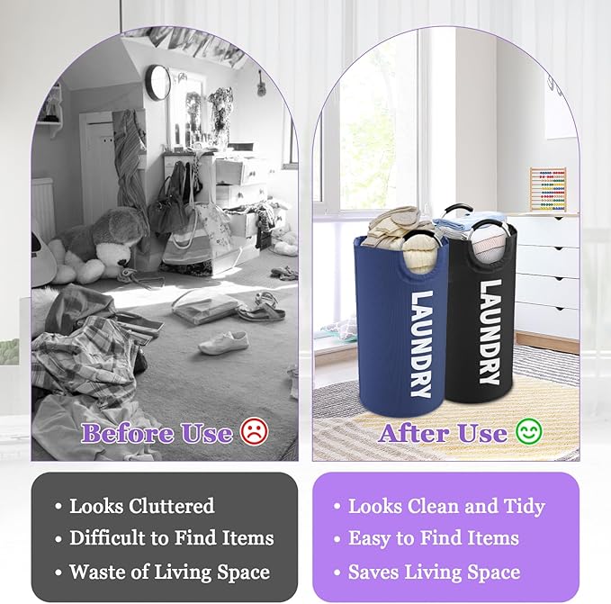 2Pcs 95L Collapsible Laundry Basket - Image 5
