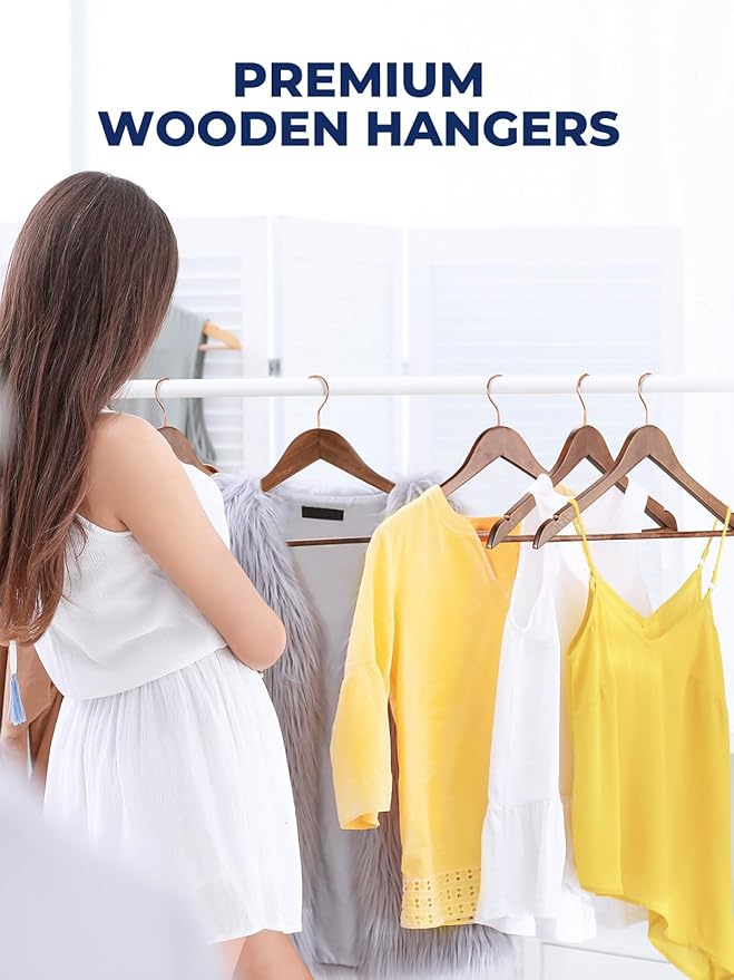 Smartor Wooden Hangers 20 Pack, Solid Wood Coat Hanger - Image 7