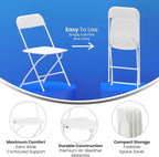 Flash Furniture Hercules Series Big & Tall Stackable Plastic Folding Chairs, Extra Wide Commercial Event Seats, Set of 4, White - Image 8