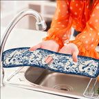2 Pcs Kitchen Sink Splash Guard Faucet Mats Vintage Porcelain Flowers and Birds - Image 6