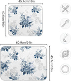 Tarity Watercolor Blue Flower Dish Drying Mat - Image 3
