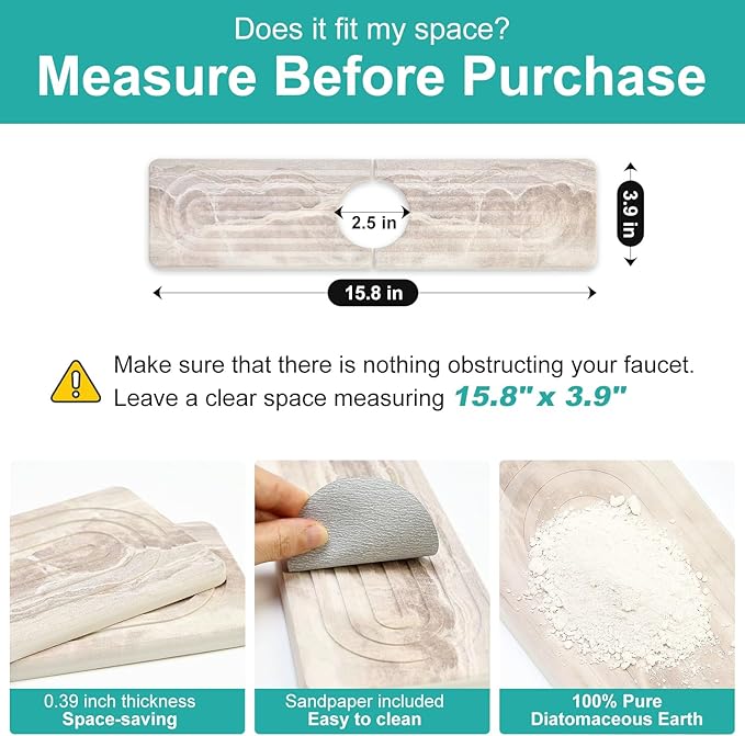 Small Diatomite Kitchen Sink Faucet Mat Water Absorbing Stone Tray Quick Drying - Image 4