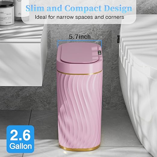 Bathroom Small Trash Can with Automatic Touchless Lid, 2.6 Gallon Smart Garbage - Image 3