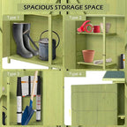 Outvita Outdoor Storage Cabinet with Waterproof Roof, Double Lockable Doors Garden Shed with 2 Removable Shelves, Wooden Storage Shed with Large Storage Space for Yard Garge Patio Deck Porch（Green） - Image 2