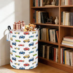 Round Foldable Kids' Racing Cars Laundry Hamper Boys Gift Basket Vehicles - Image 8