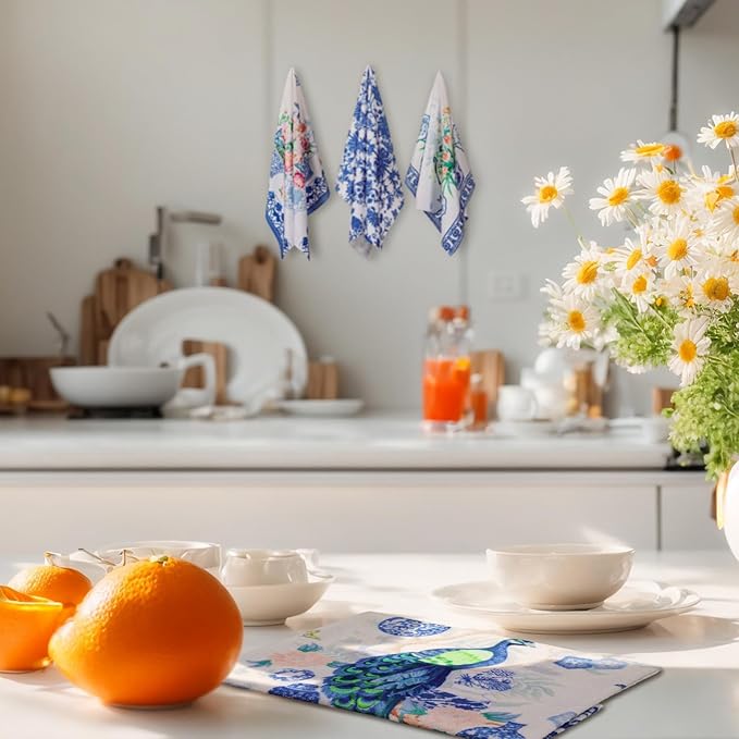 Geyoga 6 Pcs Spring Floral Kitchen Towels Flamingo Dish Hand Towels Sunflower - Image 5