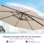 PURPLE LEAF 10 Feet Patio Umbrella with Base Outdoor Cantilever Round Umbrella Aluminum Offset Umbrella with 360-degree Rotation for Garden Deck Pool Patio, Beige - Image 5