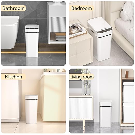 3 Pack Bathroom Trash Can 2.6 Gallon Small Touchless Automatic Motion Sensor - Image 7
