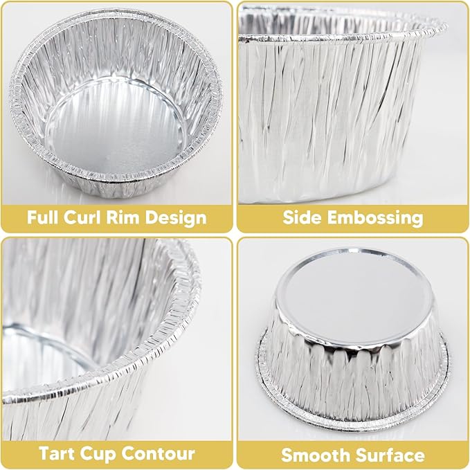 Aluminum Foil Baking Cups 150 Pcs, SUPPHOUS 5 Oz Disposable Ramekin Aluminum - Image 3