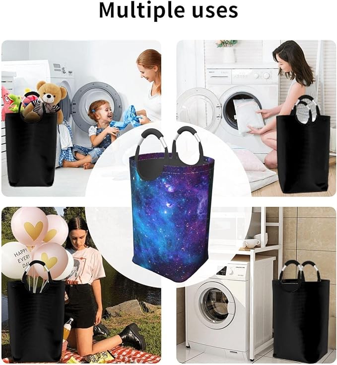 Blue Sky Laundry Basket Starry Sky Foldable Laundry Hamper Blue Galaxy - Image 6