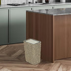 Boho Trash Can with Lid, 3 Gallon Small Rattan Trash Can with Press Top Lid - Image 9