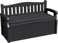 Greesum 80 Gallon Outdoor Storage Bench Deck Box with Cushion & Armrest, Lockable, Waterproof UV Resistant, Comfortable Seating for Patio, Pool, Garden, Black by BuynowfromGreesum