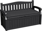 Greesum 80 Gallon Outdoor Storage Bench Deck Box with Cushion & Armrest, Lockable, Waterproof UV Resistant, Comfortable Seating for Patio, Pool, Garden, Black by BuynowfromGreesum