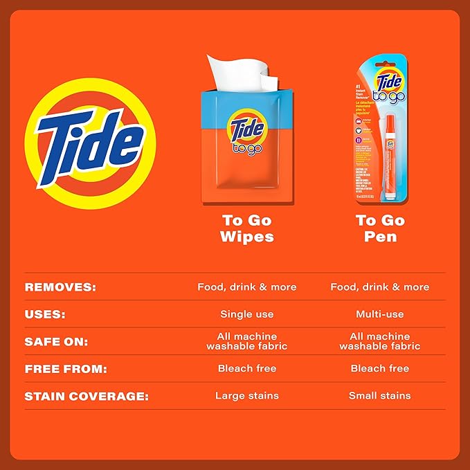 Tide Stain Remover for Clothes, Tide To Go Wipes, Instant Stain Remover for - Image 6