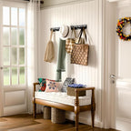 Black Wall Mounted Coat Rack- 2 Modular Rails, 8 Right-Angle Hooks, Modern - Image 2