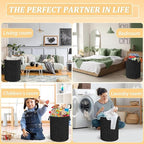 Black Leopard Print Laundry Hamper Bag - Image 7