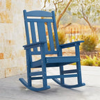 LUE BONA Rocking Chair Outdoor, Weather Resistant Poly Plastic Rocker Chairs, 350lb Heavy Duty, Oversized Porch for Adult, High Back Smooth Chairs Outdoor & Indoor, Blue - Image 4