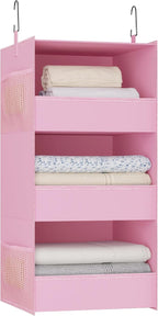 3-Shelf Hanging Closet Organizer and Storage, Foldable Hanging Closet Shelves by Bosuelife