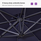 PURPLE LEAF 9'×11.5' Cantilever Patio Umbrella with Base Rectangle Offset Outdoor Umbrella Cover with Zipper for Garden Deck Pool Navy Blue - Image 6